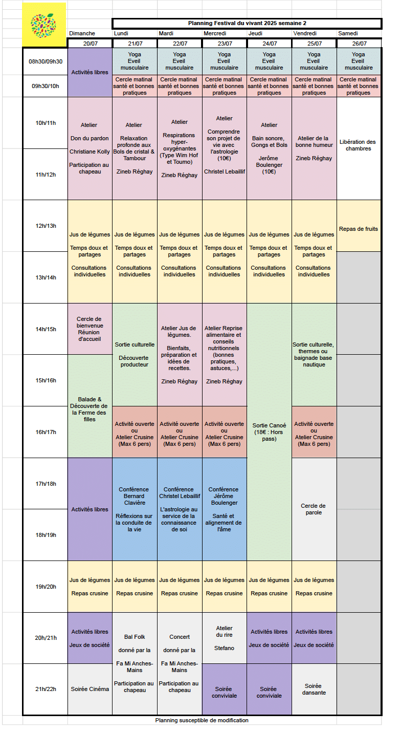 Festival du Vivant-Programme 2025 Festival du Vivant-Programme 2025 semaine 2